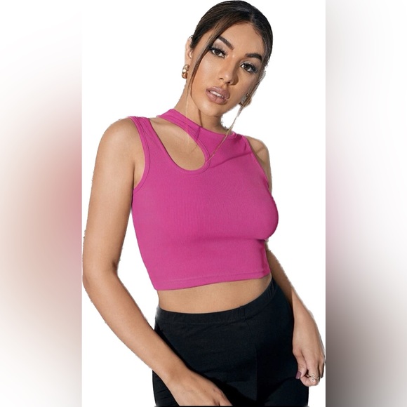 Asymmetrical Neck Rib-Knit Top